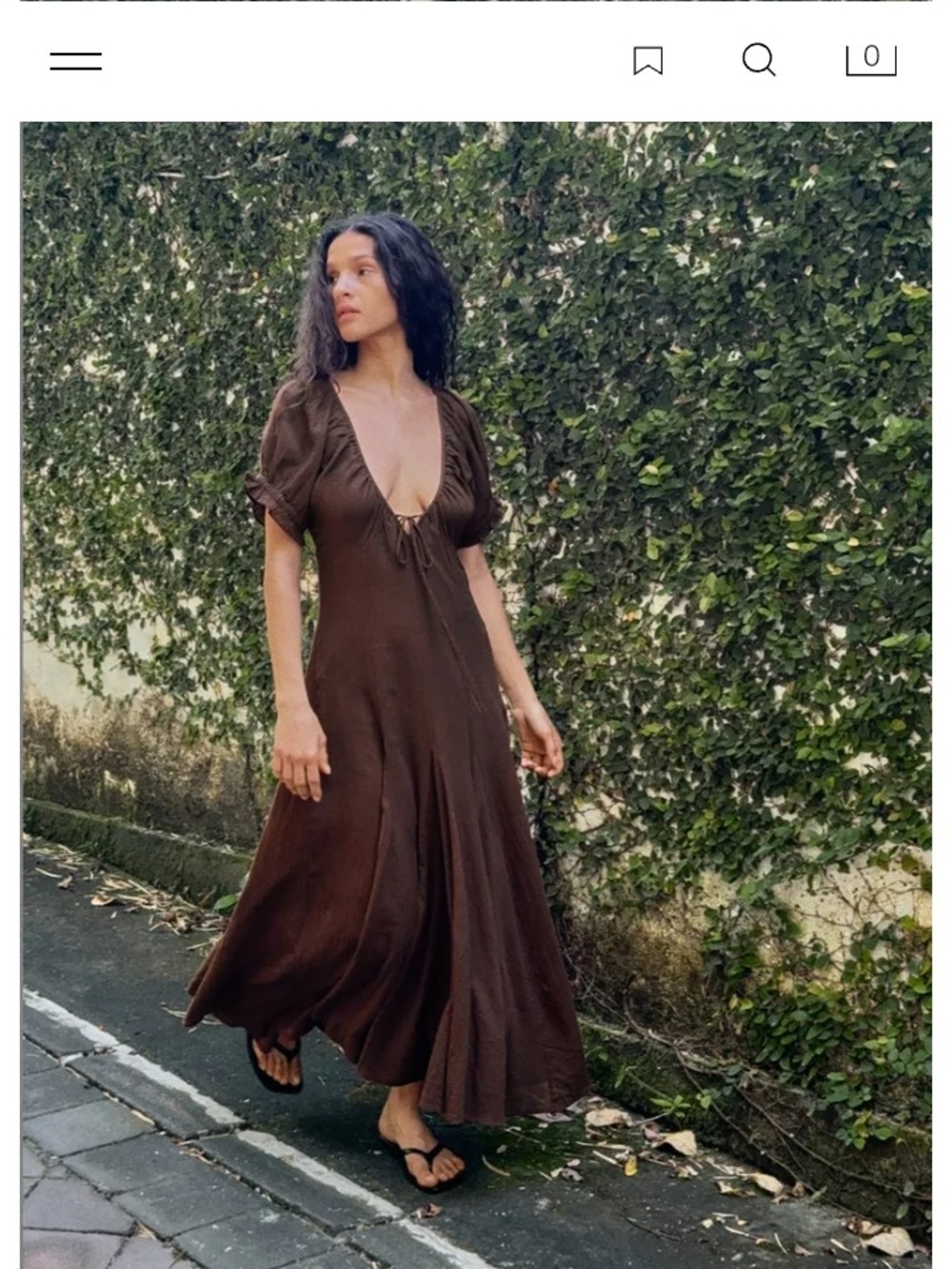 Zara Dark Brown Maxi Dress with Tie Front